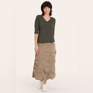 XCVI Maxi Fold over Waistband Peasant Gored Skirt, Truffle